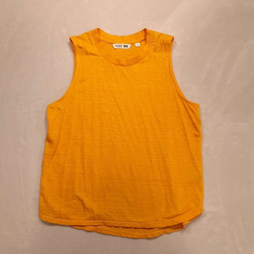 Uniqlo x Comptoir des Cotonniers Women's Linen Sleeveless T-Shirt Small Orange
